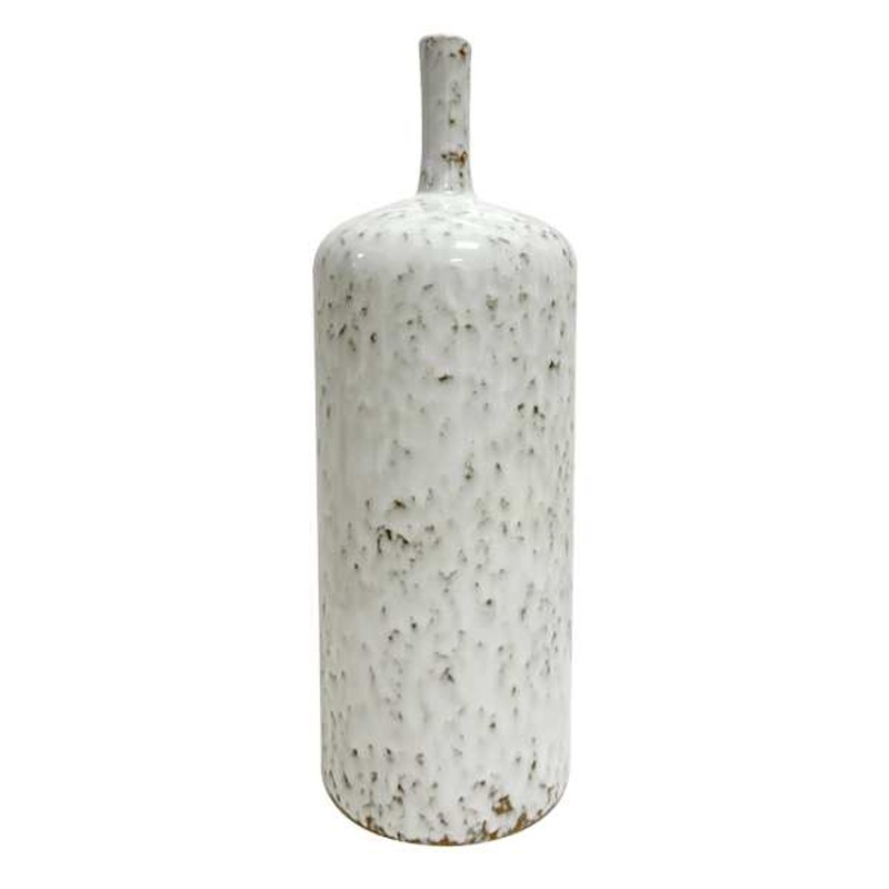Emily White & Brown Ceramic Vase, 14″