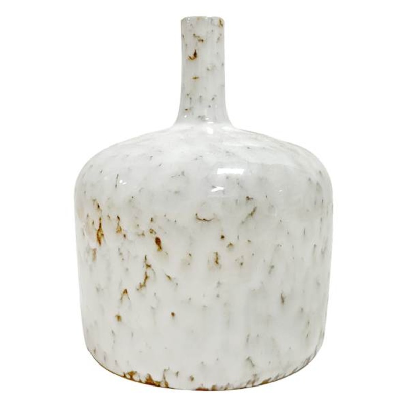 Emily White & Brown Ceramic Vase, 6″