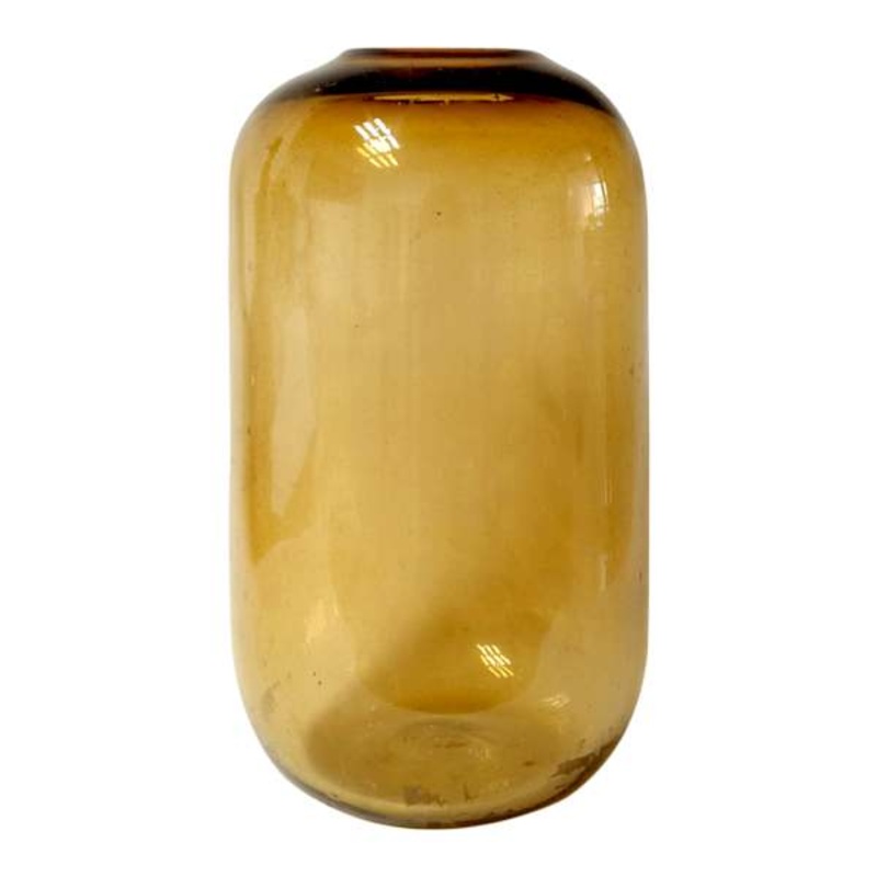 Amber Globe Glass Vase, 11″