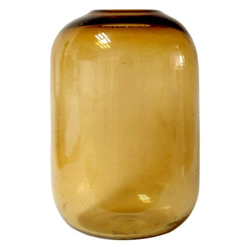 Amber Globe Glass Vase, 9″
