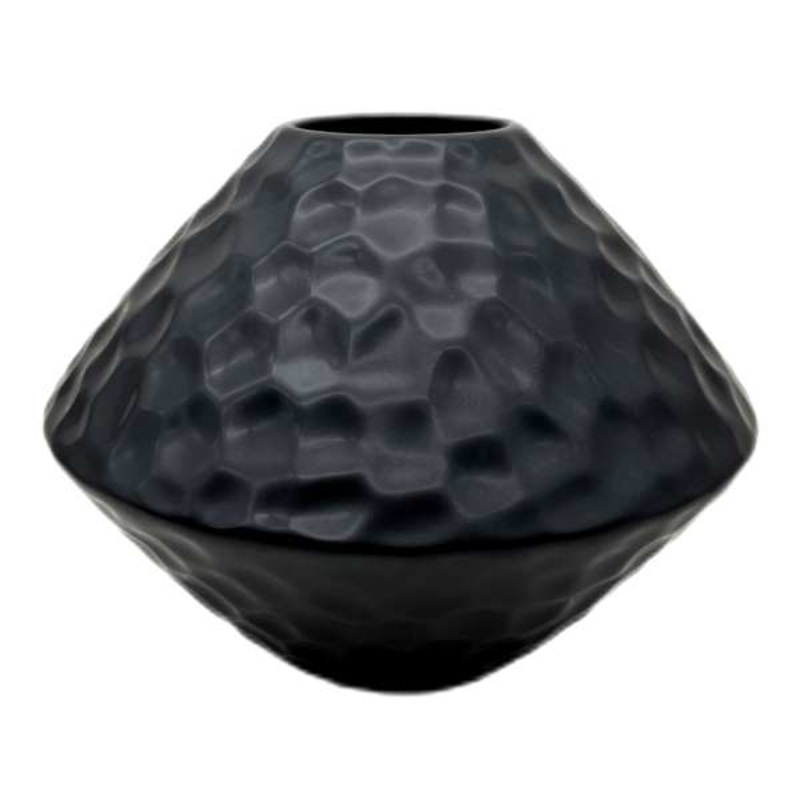 Brown Hammered Ceramic Vase, 7″