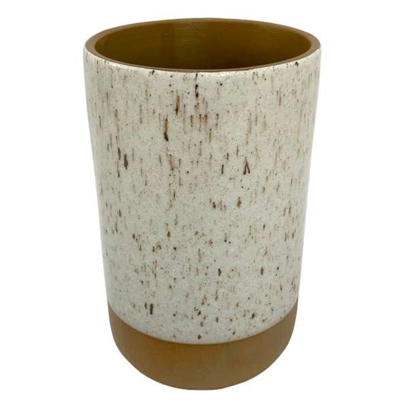 Brown Speckled Porcelain Vase, 9″