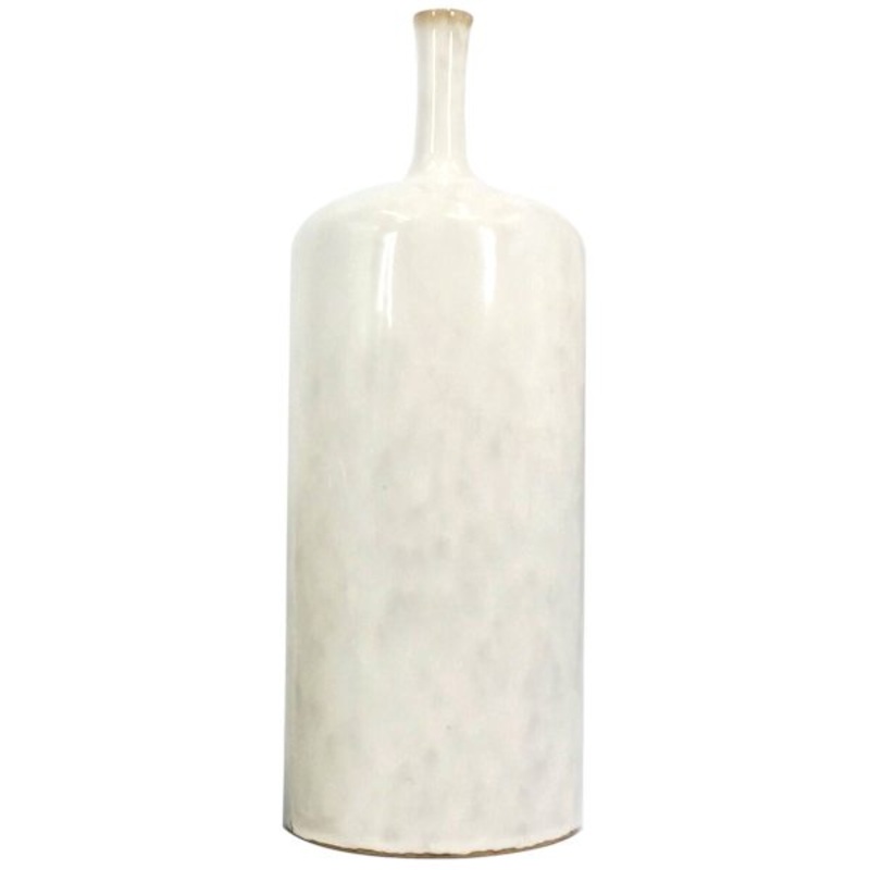 Emily White Ceramic Bottle Vase, 14″