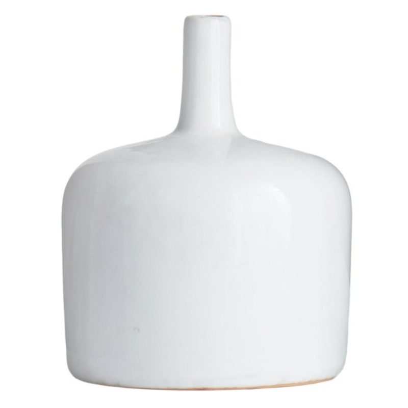 Emily White Ceramic Bottle Vase, 6″