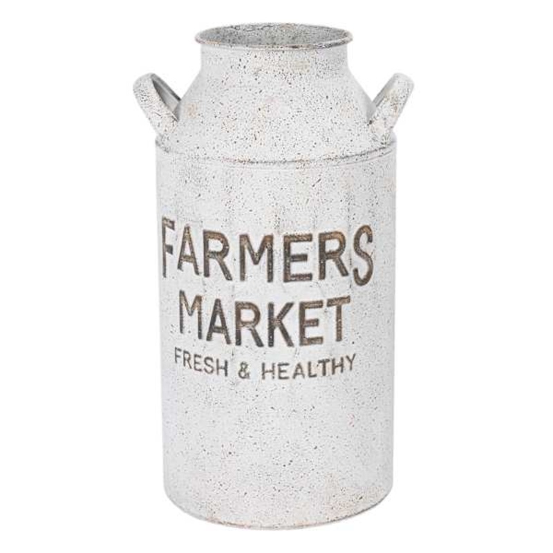 Farmhouse Metal Milk Jug Vase, 13″
