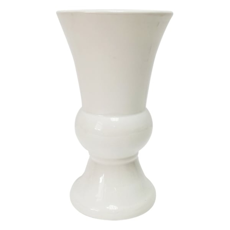 Flared White Ceramic Vase, 9.2″