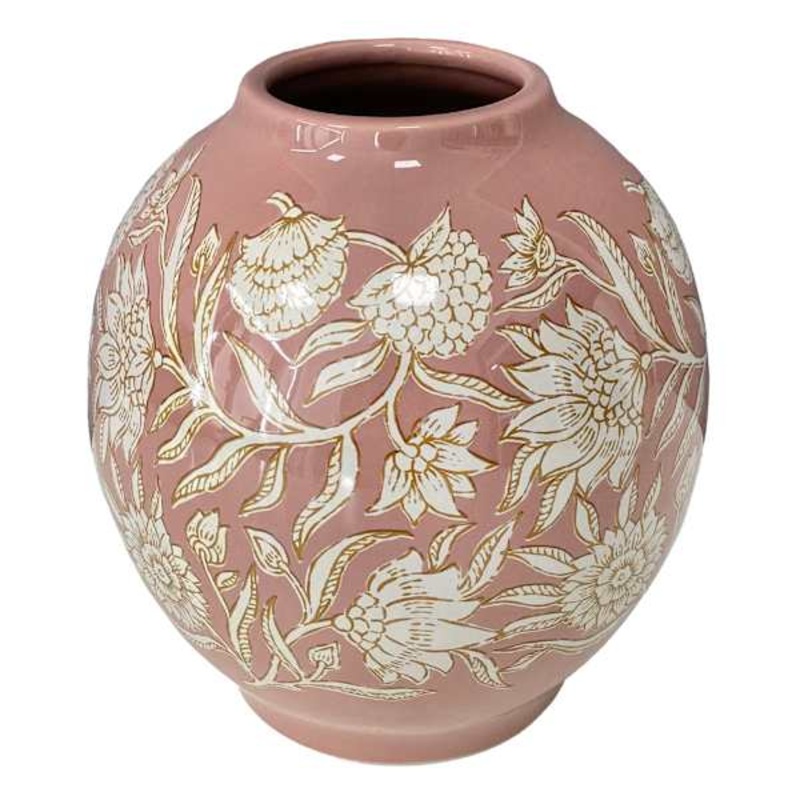 Floral Pink Vase, 8″