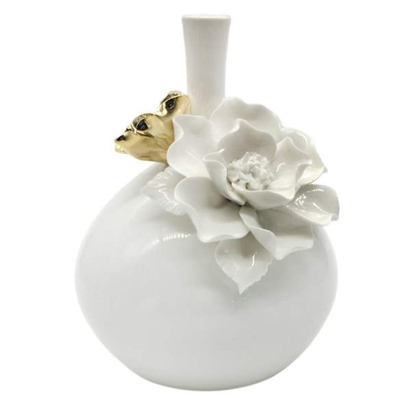 Floral Porcelain Vase, 8″