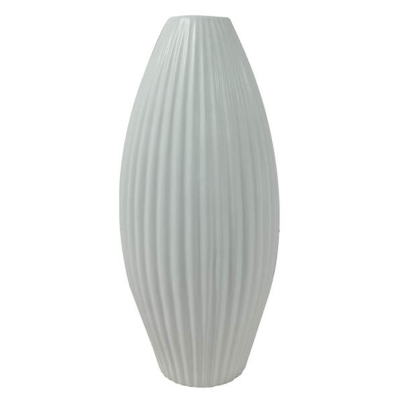 Fluted White Ceramic Vase, 13.75″