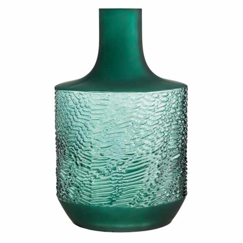 Found & Fable Dark Green Textured Glass Vase, 10.6″