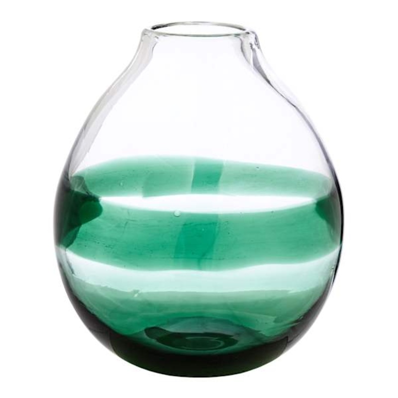 Found & Fable Green Dipped Glass Vase, 10″