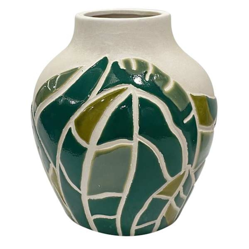Found & Fable Green Palm Vase, 7″