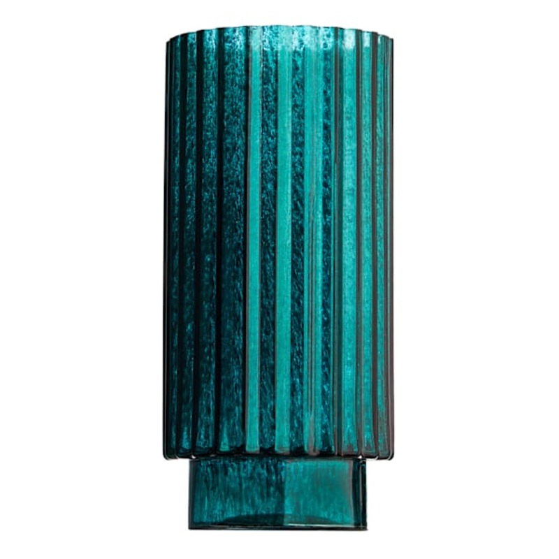 Found & Fable Green Ribbed Glass Vase, 10″