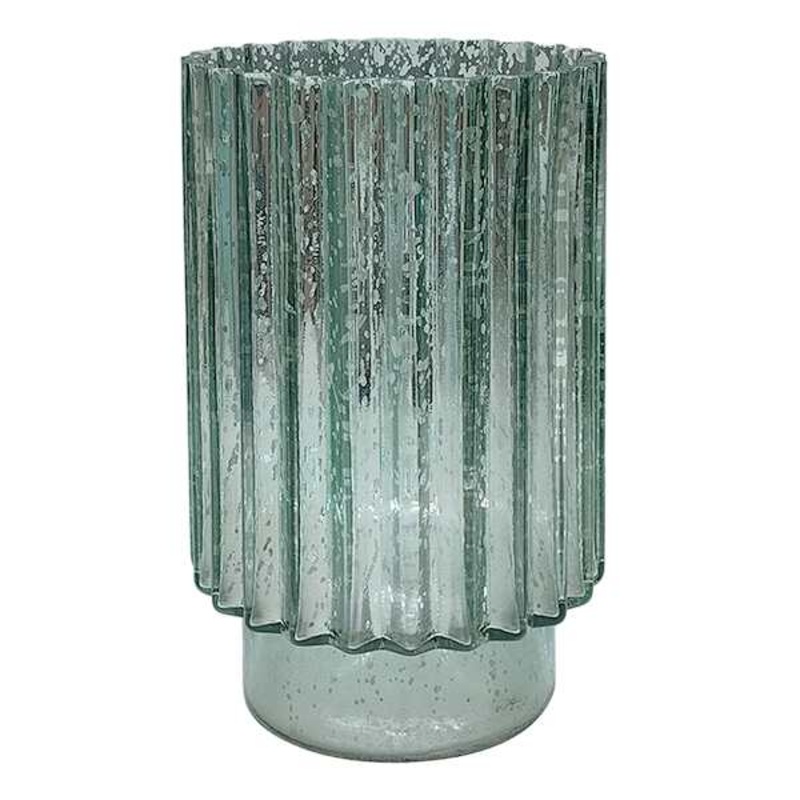 Found & Fable Green Ribbed Glass Vase, 7″