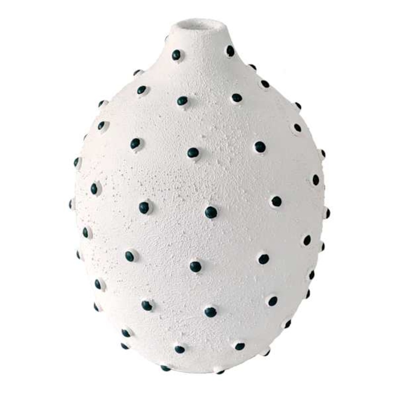 Found & Fable White & Black Vase, 9″