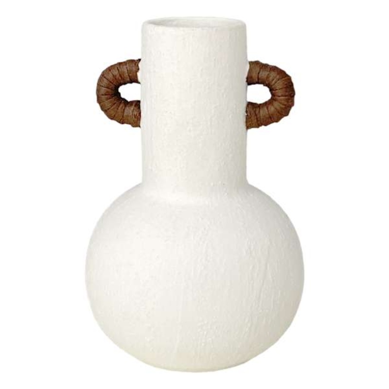 Found & Fable White Vase With Wrapped Handle, 6″