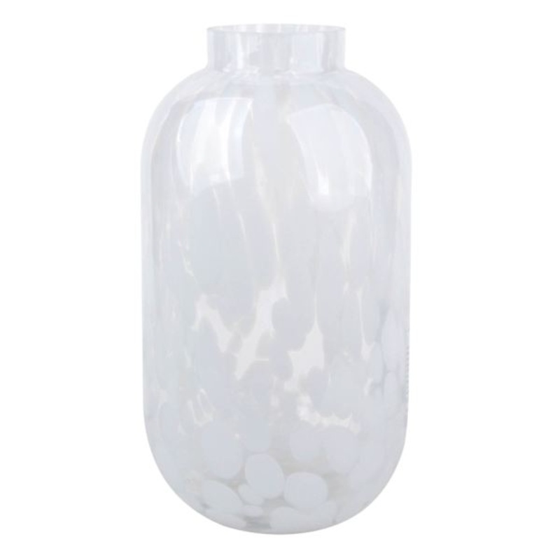 Glass Vase with White Solid Dots, 9.7″
