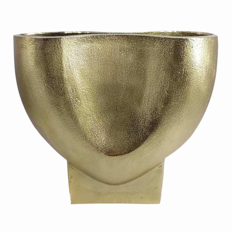 Gold Aluminum Pinched Vase, 10″