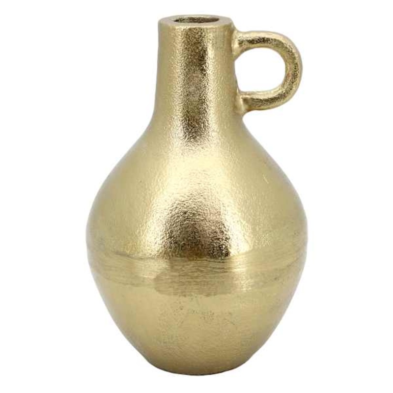 Gold Aluminum Vase with Handles, 8″