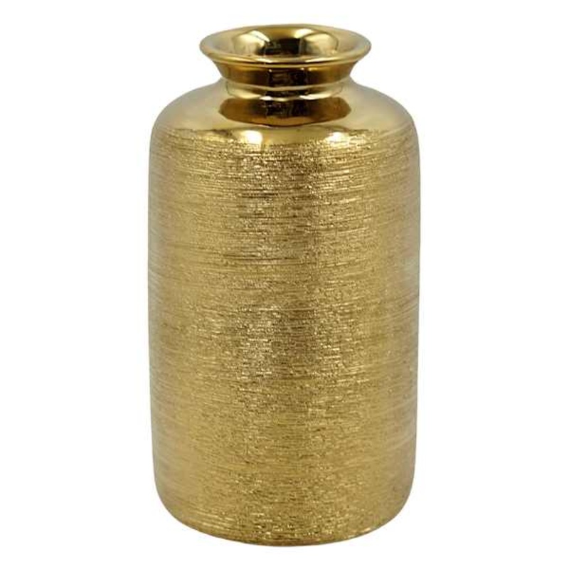 Gold Ceramic Vase, 8″