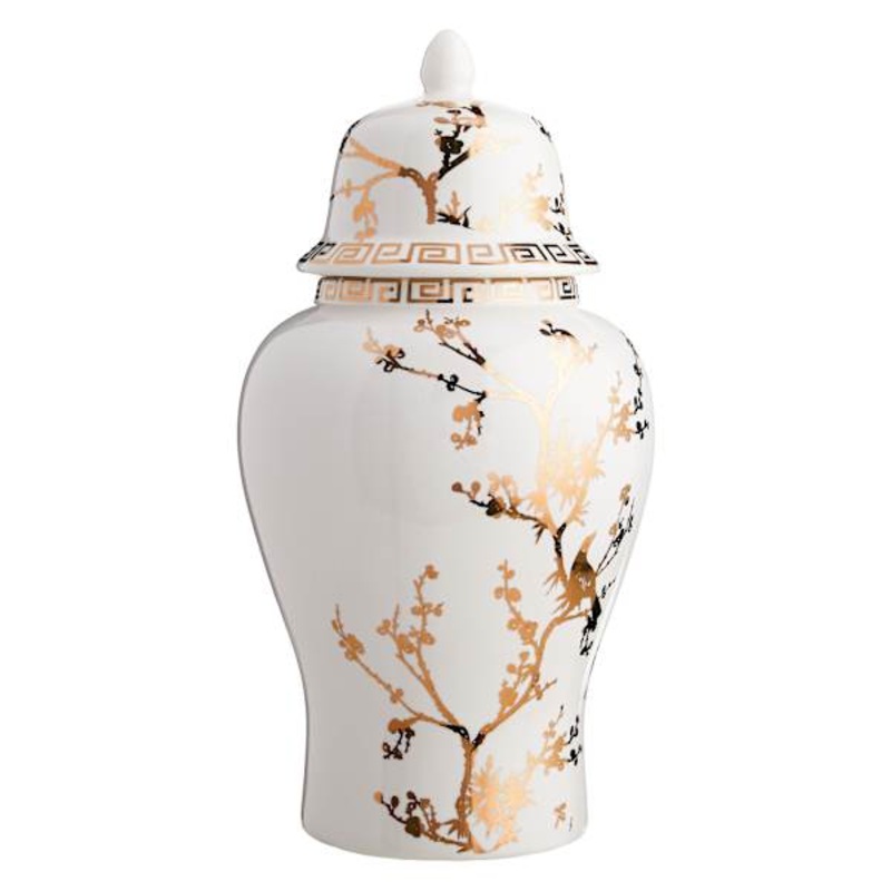 Gold Decal Ceramic Jar, 14″