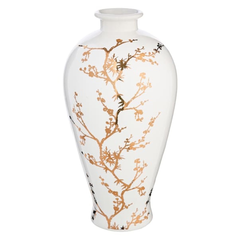 Gold Decal Ceramic Vase, 14″