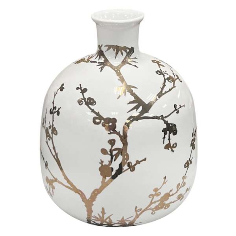 Gold Decal Ceramic Vase, 6″