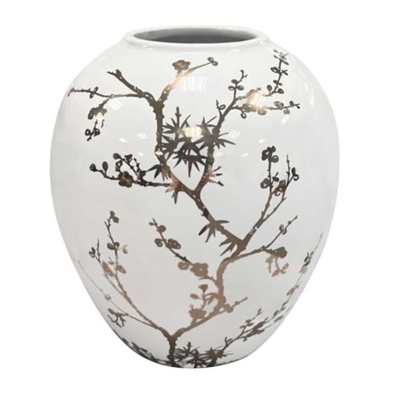 Gold Decal Ceramic Vase, 7″