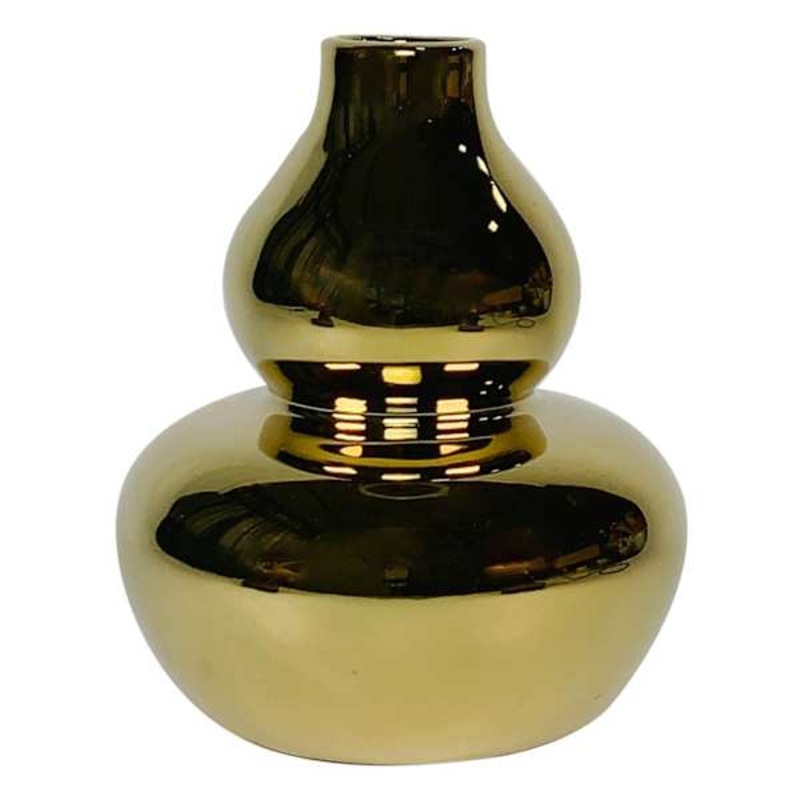 Gold Electro Ceramic Vase, 6″