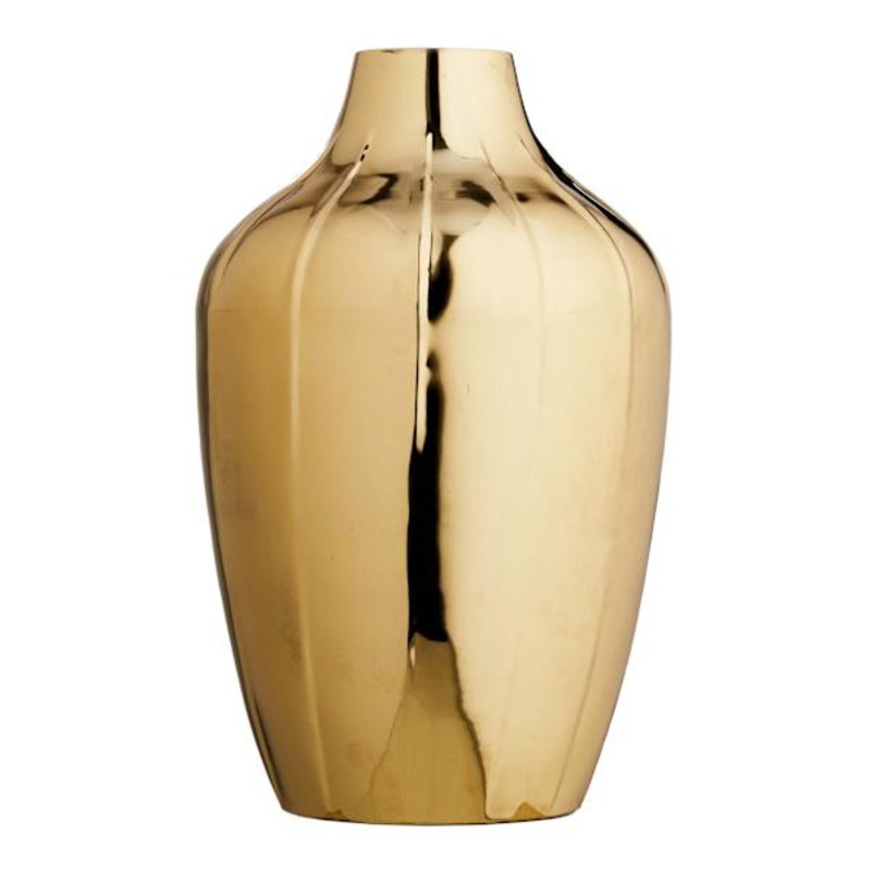 Gold Metal Decorative Vase, 16″