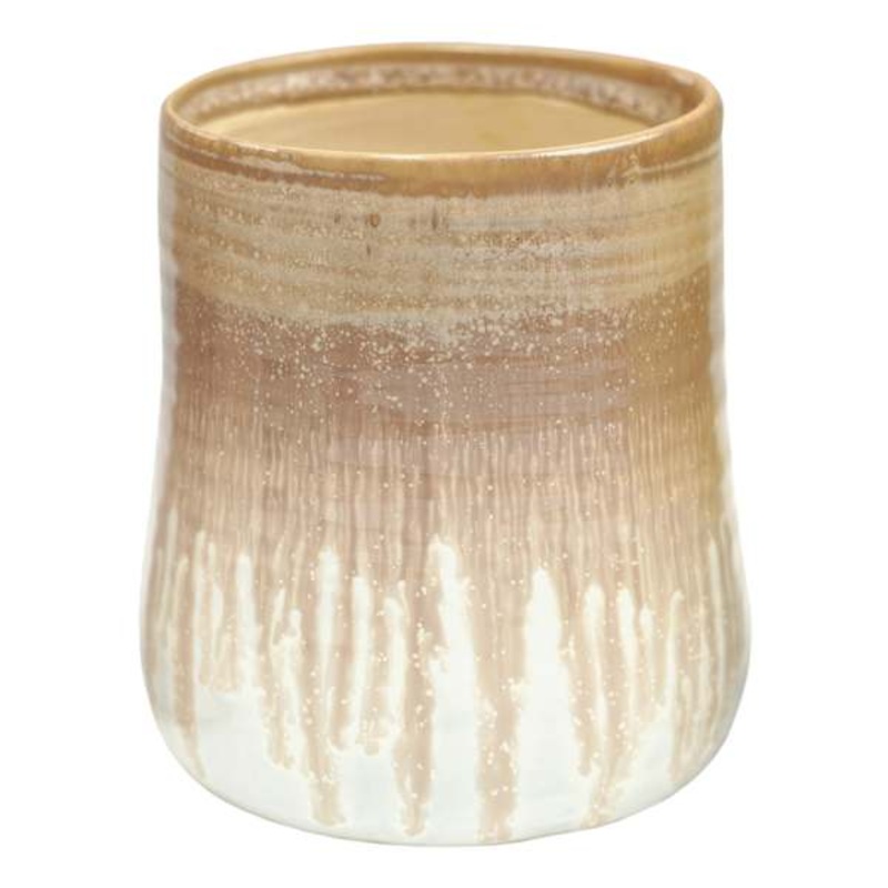 Gold & White Drip Ceramic Vase, 5″