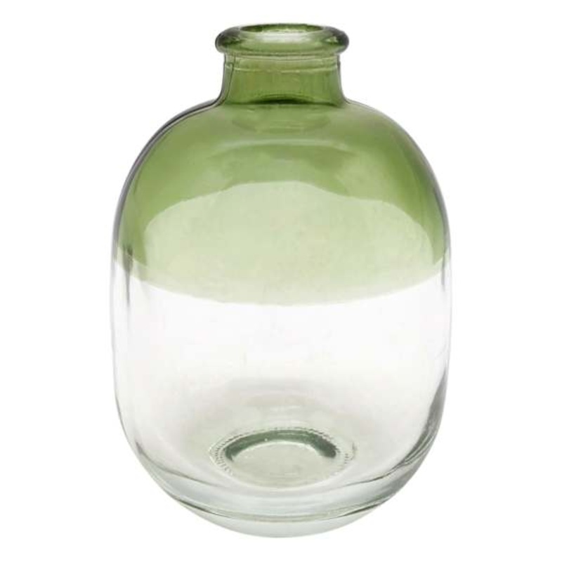 Green Clear Glass Vase, 5″