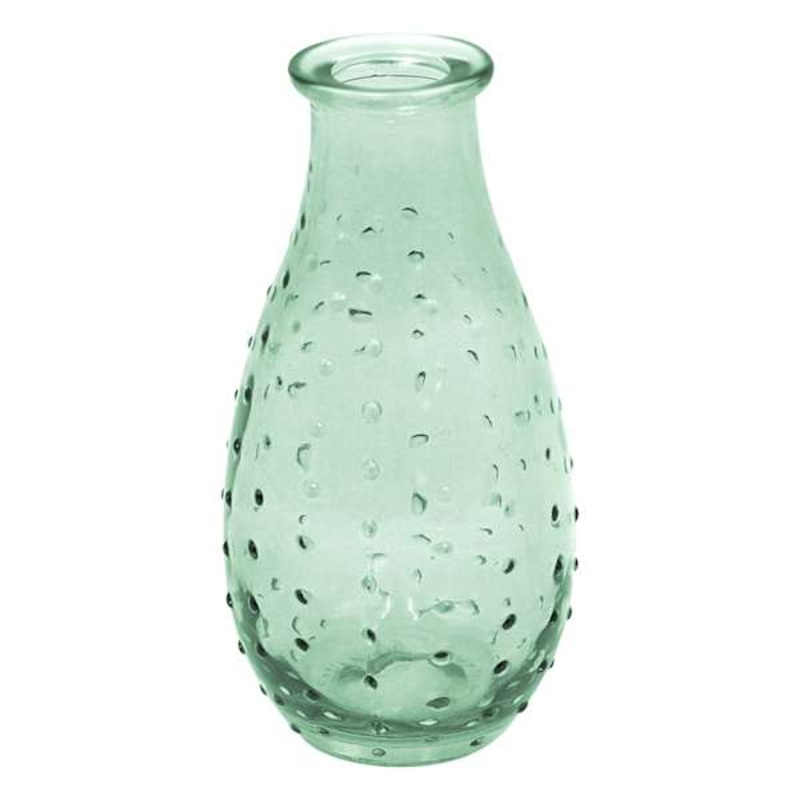 Green Glass Dot Bud Vase, 5.5″