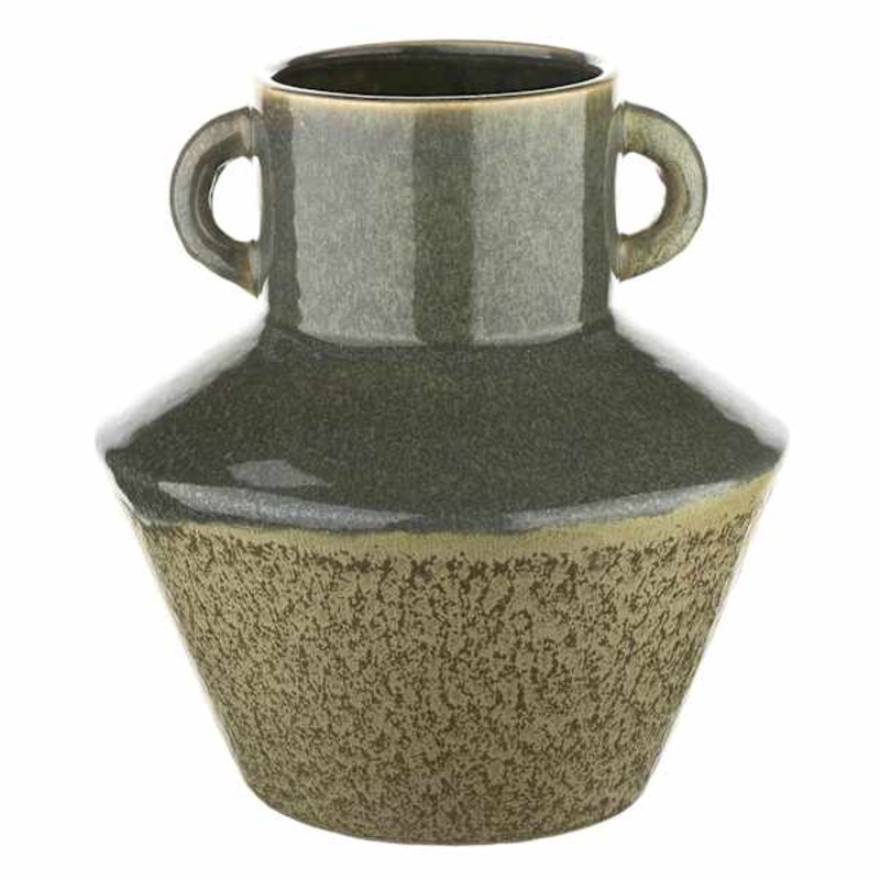 Green Glaze Ceramic Vase, 8″