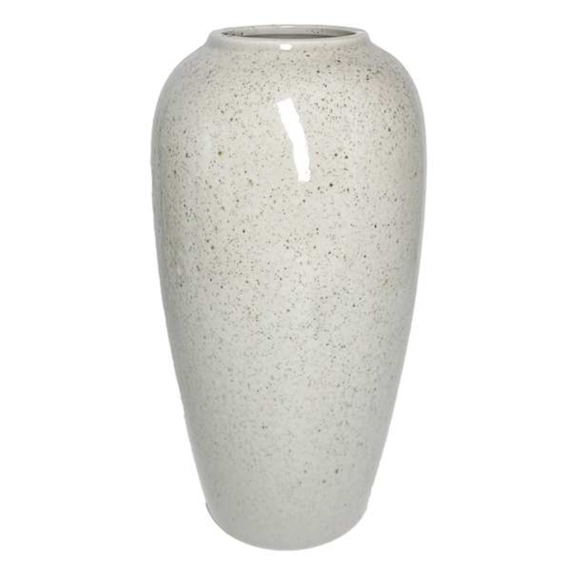 Green Speckled Ceramic Vase, 11″