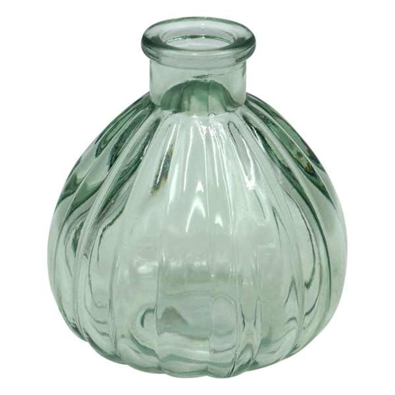 Green Striped Glass Bud Vase, 4″