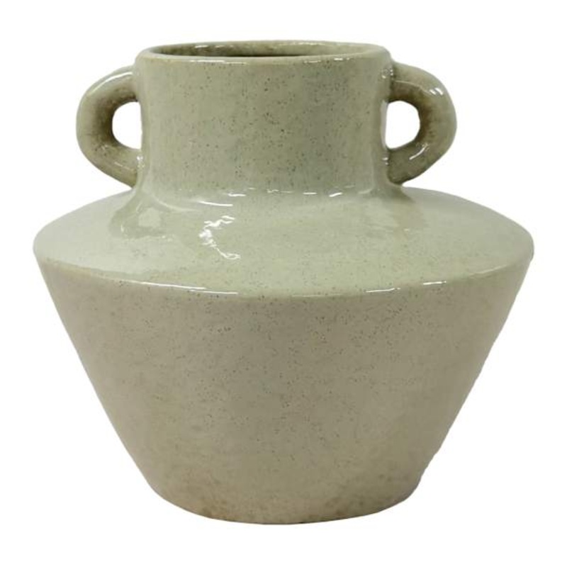 Green Vase with Handles, 9″