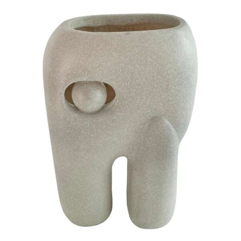 Grey Ceramic Vase, 8″