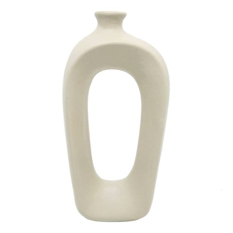 Grey Open Vase Ceramic Vase, 9.5″