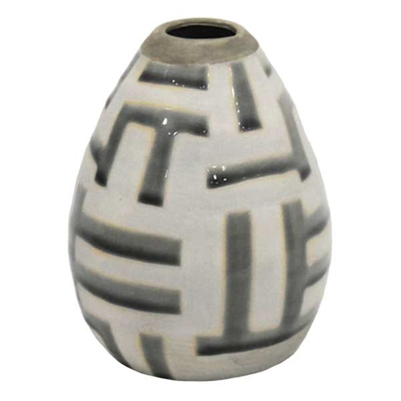 Grey Painted Ceramic Vase, 5″