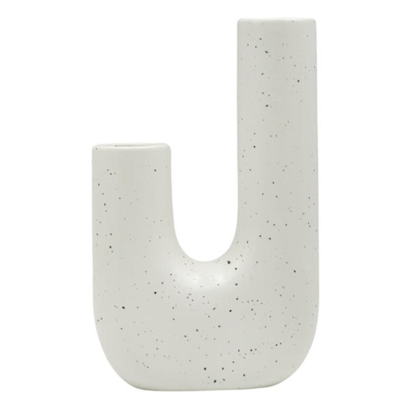 Grey Speckled Ceramic Vase, 9″