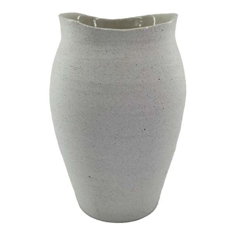 Grey Textured Ceramic Vase, 12.5″