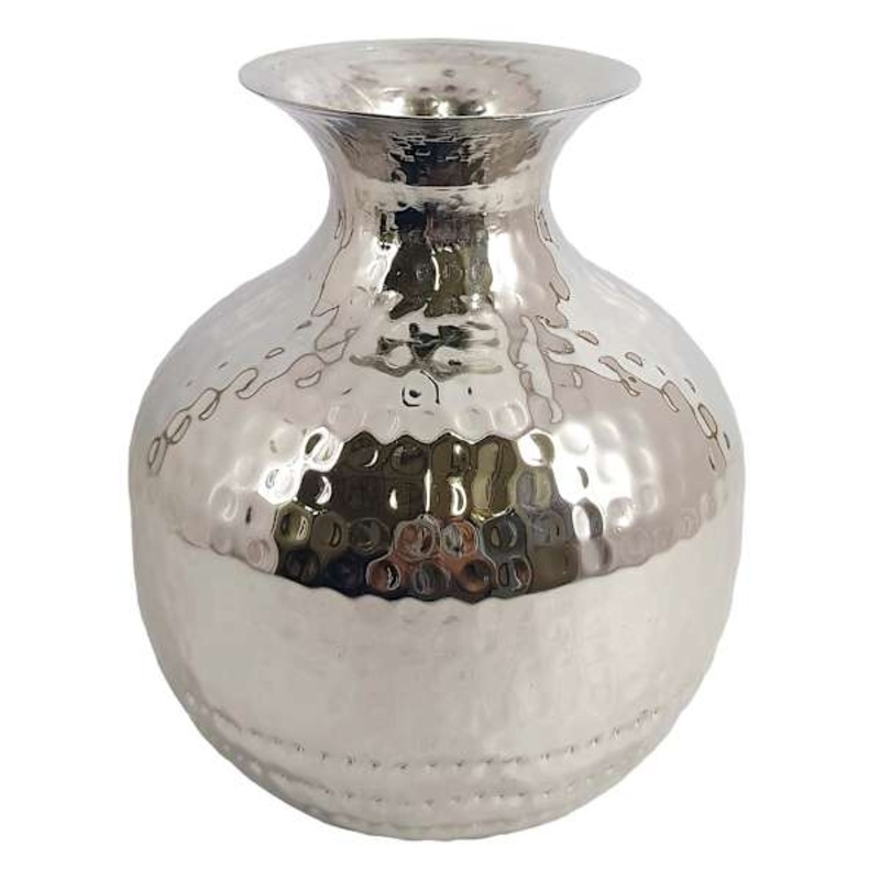 Hammered Metal Vase, 8″