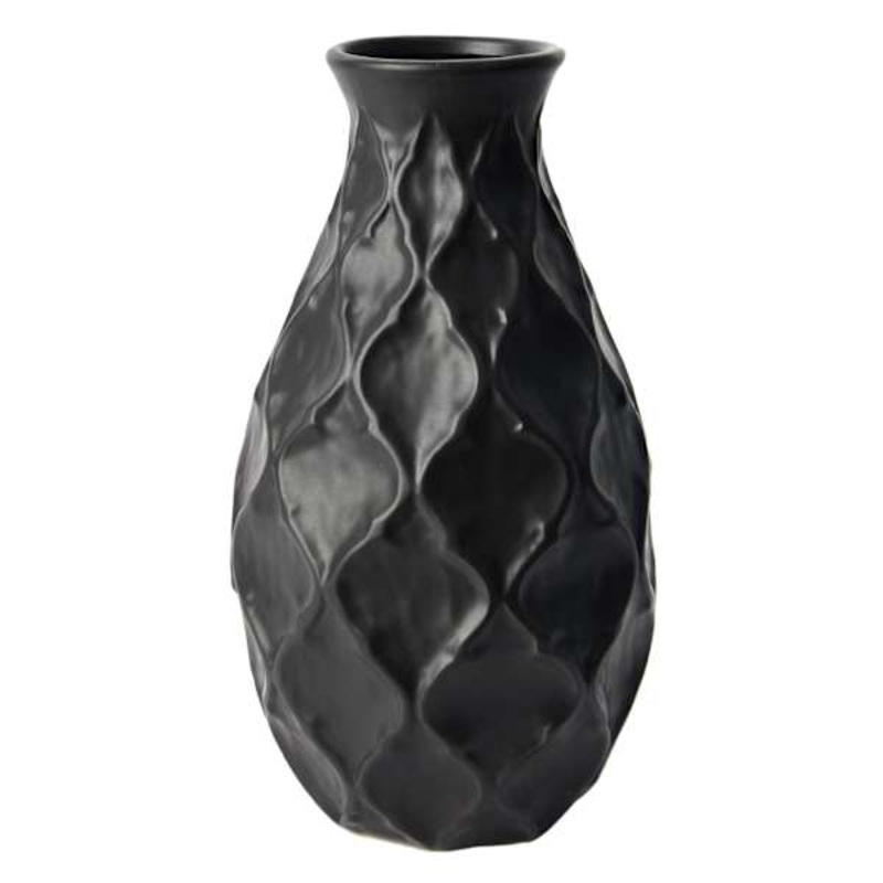 Helen Black Quatrefoil Vase, 12″