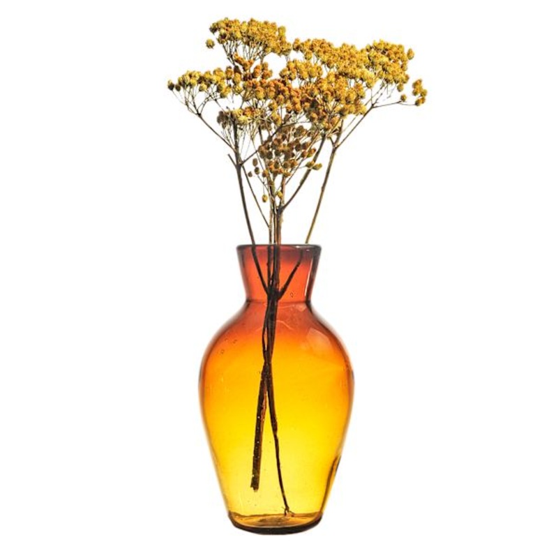 Honeybloom Amber Glass Bottle Vase, 10″