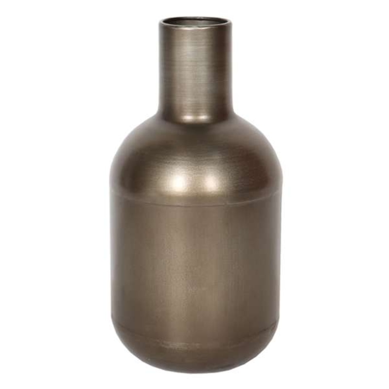 Metal Vase with Brass Finish, 12″