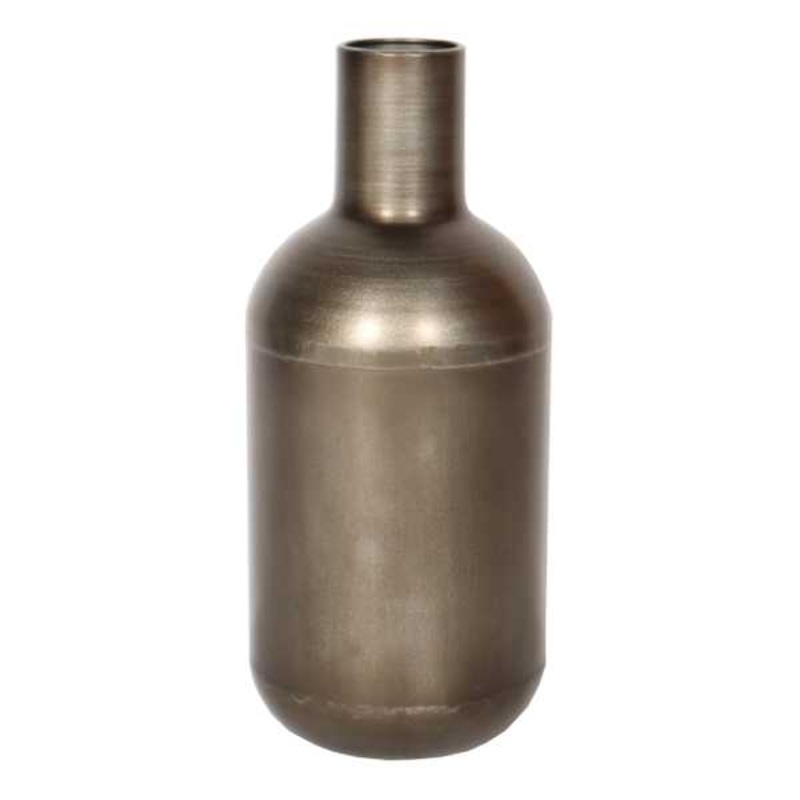 Metal Vase with Brass Finish, 14″