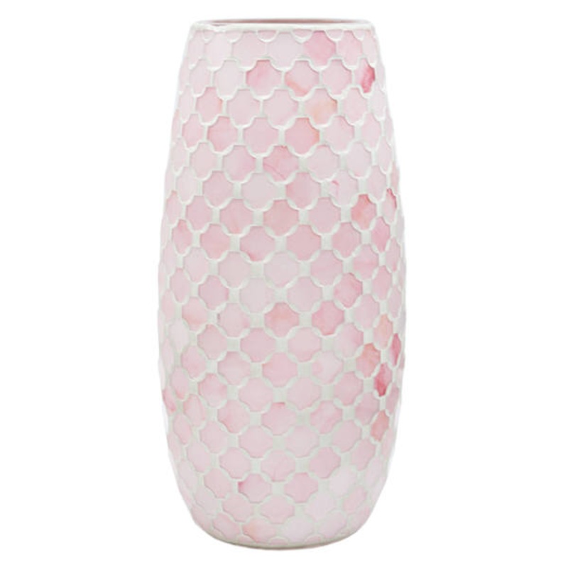 Pink Mosaic Glass Vase, 10.5″