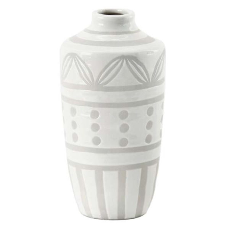 White Two-Tone Ceramic Vase, 7″