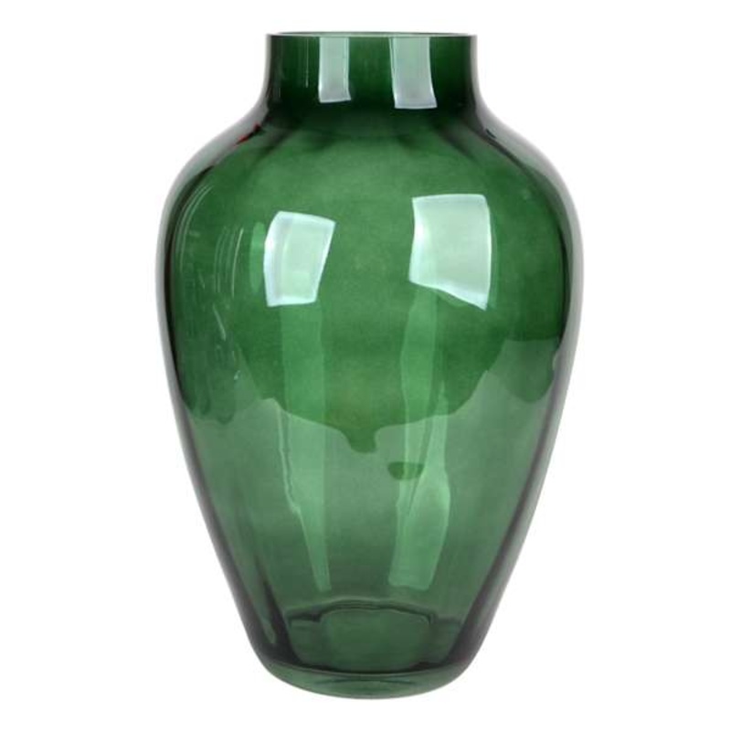 Green Glass Vase, 13″